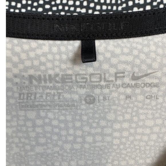 Nike Women's Golf Shirt Black White Abstract Polka Dot Performance Shirt Size PL - Picture 6 of 8